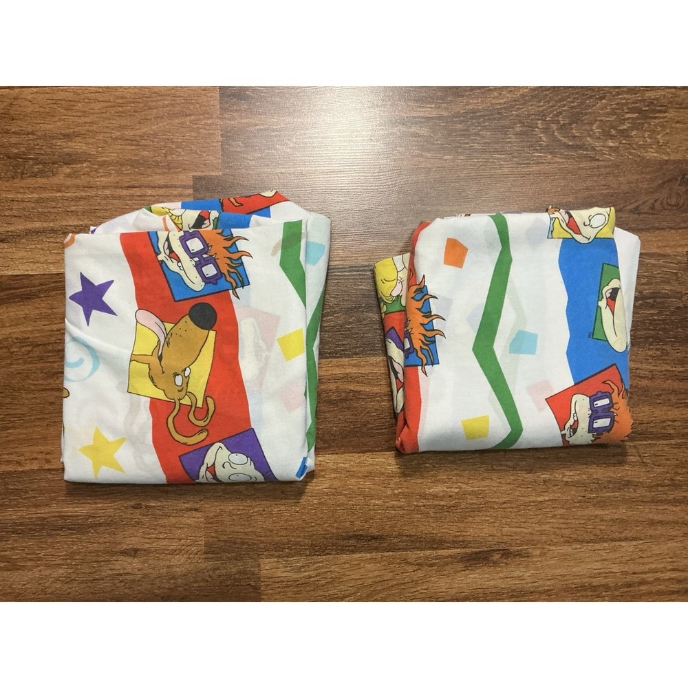 1997 NICKELODEON RUGRATS Twin - Fitted & Flat - Sheet Set Tommy & Angelica *READ